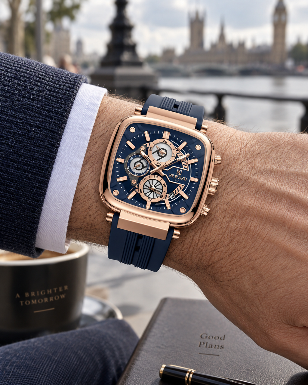 Timeless Men’s Square Chronograph Watch
