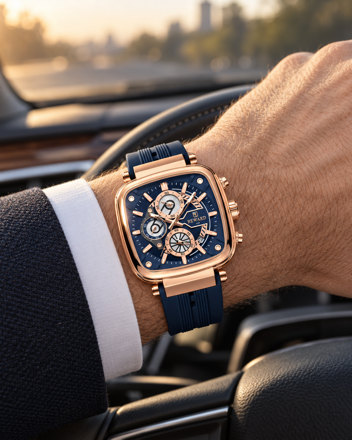 Timeless Men’s Square Chronograph Watch